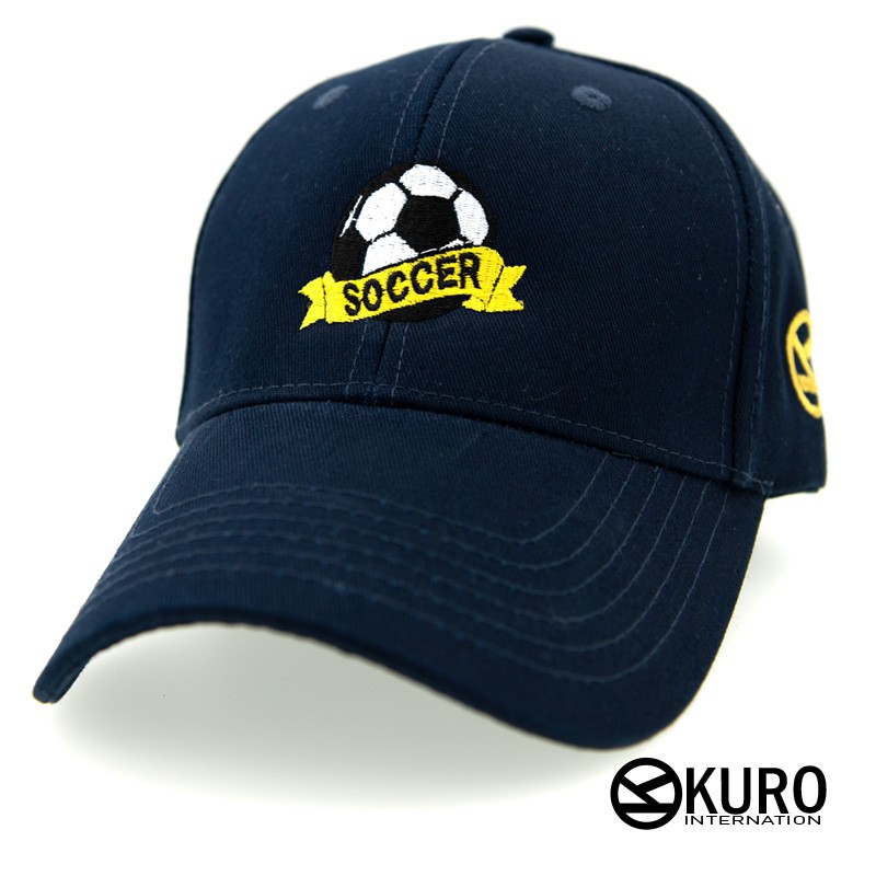 KURO-SHOP深藍色SOCCER老帽 棒球帽 布帽(可客製化電繡)