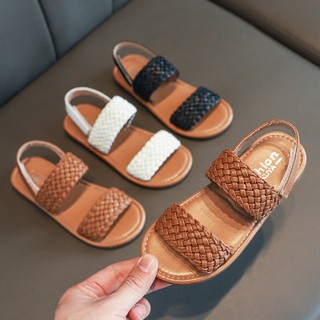 女童涼鞋 夏季女孩子軟底歐美風編織羅馬鞋兒童時尚沙灘鞋