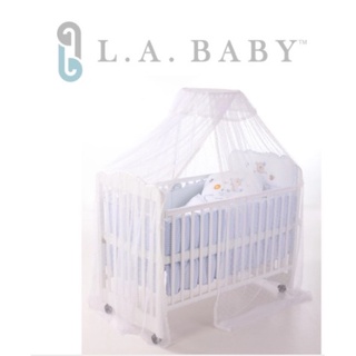 全新【L.A. Baby】豪華全罩式嬰兒床蚊帳(200cm加長加大型/完整包覆無縫隙/防蚊蟲)高雅婚紗白色)