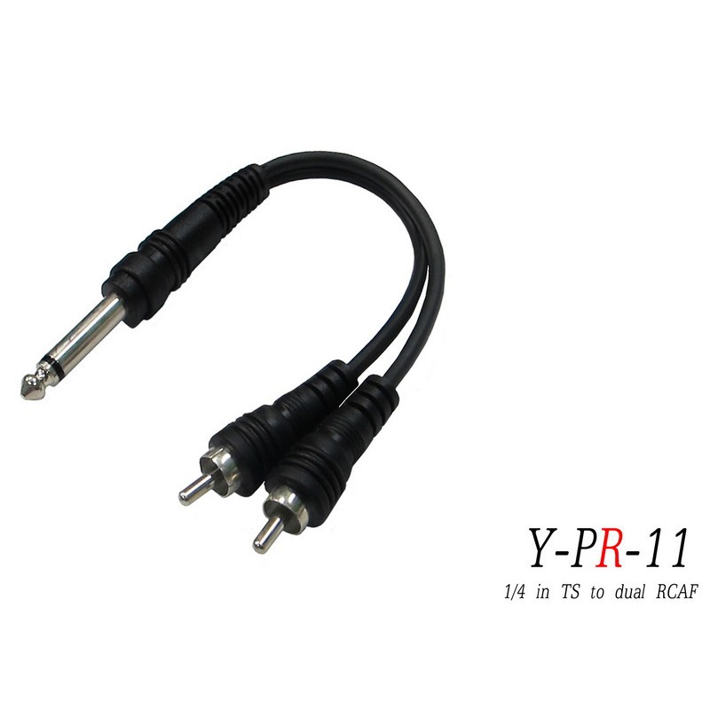 Stander Y-PR-11 6.3mm 單聲道公頭 轉兩個 RCA 公頭 音源訊號分接線 [唐尼樂器]