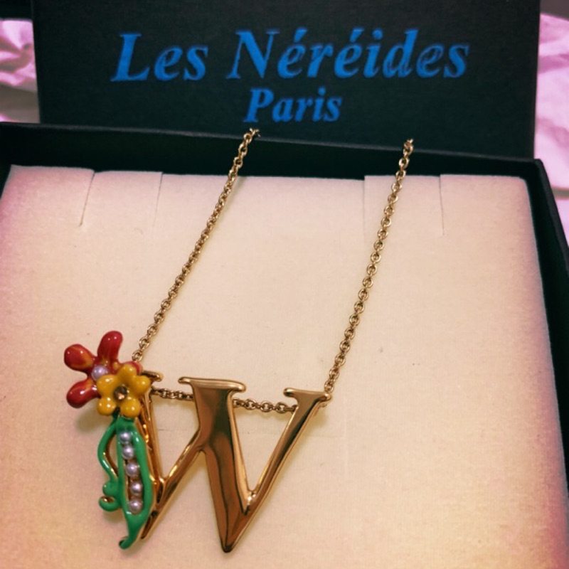 Les Nereides 正品 W字母 花與豆莢 珍珠項鍊