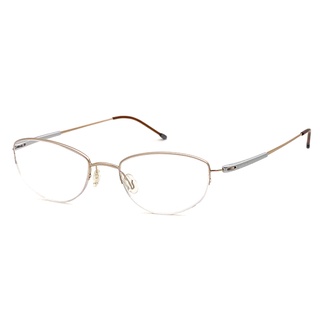 光學眼鏡 知名眼鏡行 (回饋價) -純鈦+記憶金屬鏡腳鏡架 玫瑰金半框光學眼鏡 配近視眼鏡(橢圓框/半框)15241