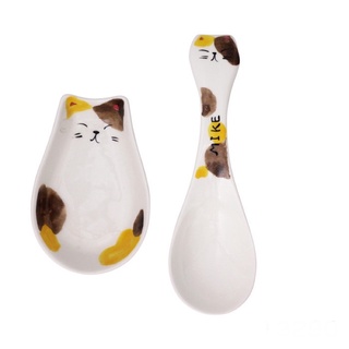 Nasu 🍆茄子茄子 陶瓷湯匙 貓湯匙 湯匙架 貓咪 貓餐具 陶瓷餐具