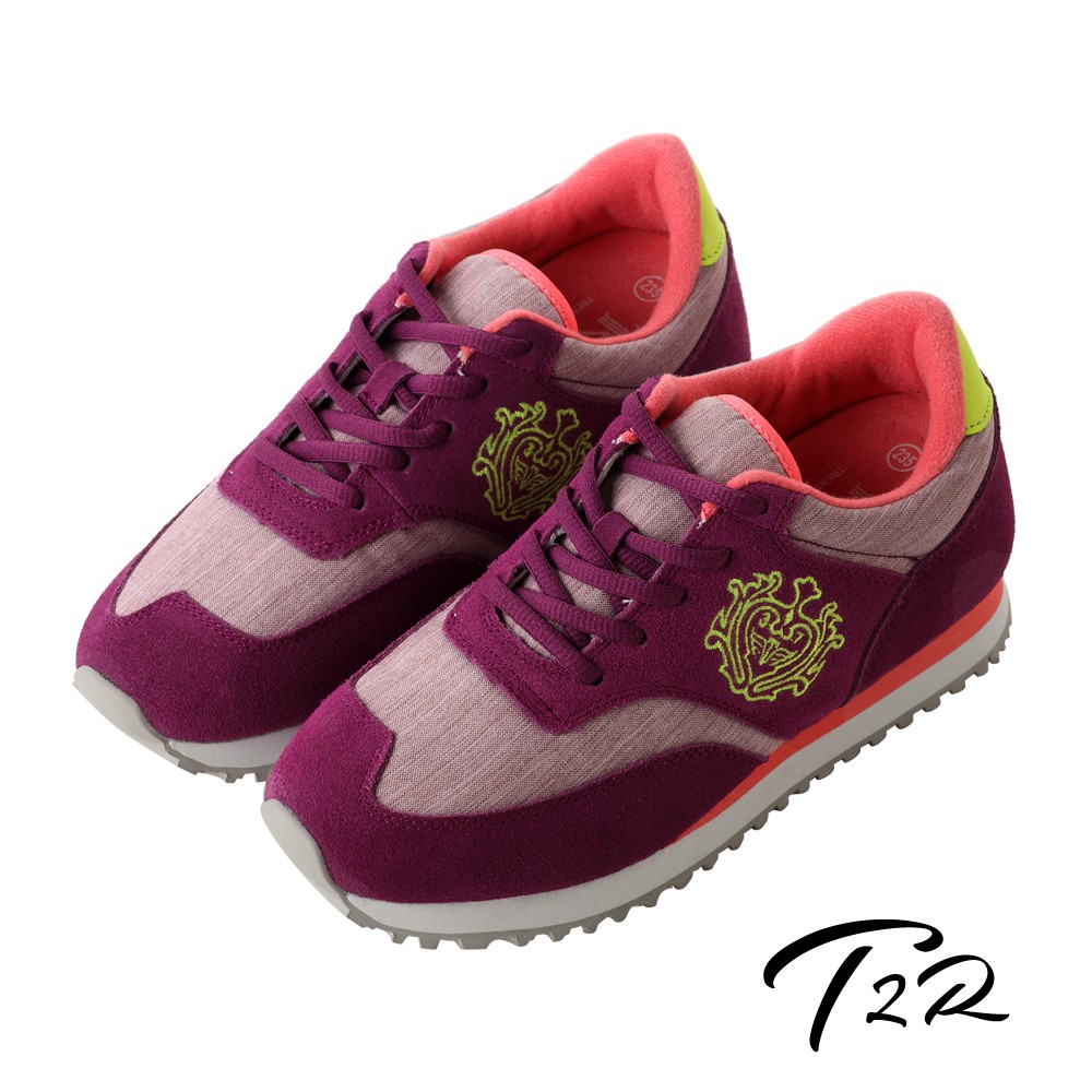 【T2R】丹寧時尚內增高6公分休閒鞋-桃紫(5600-0224) 增高6cm