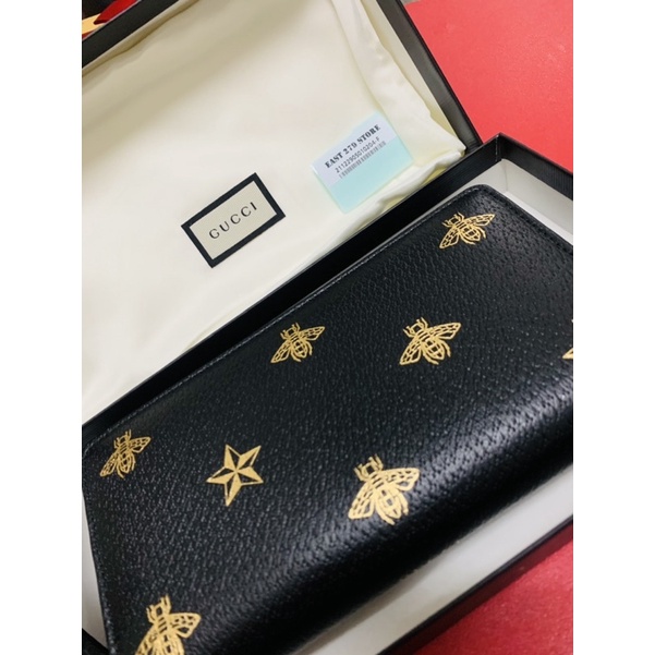 Gucci蜜蜂星星印花長夾(全新正品)