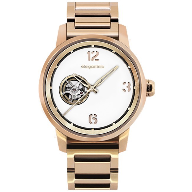 elegantsis 傑本尼氏 ELJT75A-NO03MA JT75A都會時尚機械腕錶/白 42mm