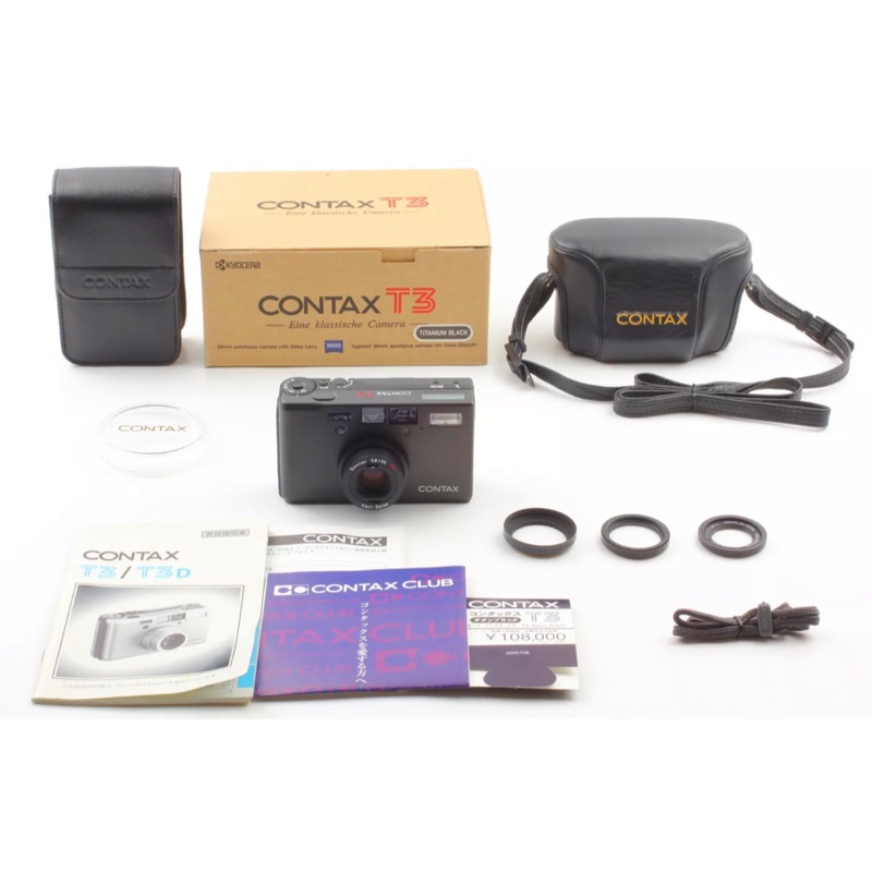 【收藏品】【盒單齊全】Contax T3 雙齒 黑