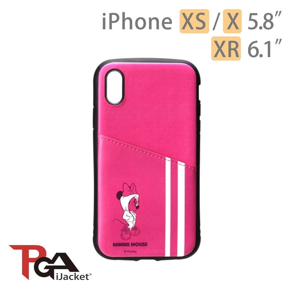 PGA iPhone XS/XR 迪士尼 皮革斜口袋 軍規防撞 手機殼-米妮 現貨 廠商直送