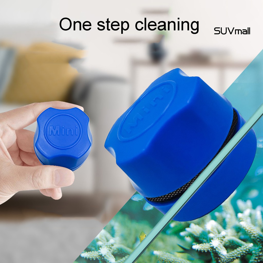 Suv-mini 磁性水族魚缸藻類玻璃清潔劑洗滌器海綿清潔刷