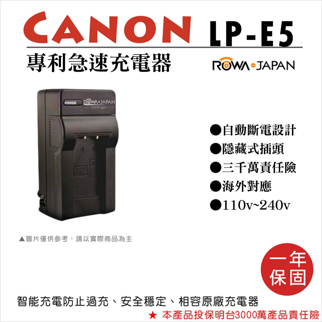 趴兔@樂華 CANON LP-E5 專利快速充電器 LPE5 副廠座充 1年保固 Kiss X3 1000D 500D