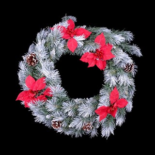 聖誕植物裝飾花圈 噴雪花圈-20吋/22吋/24吋