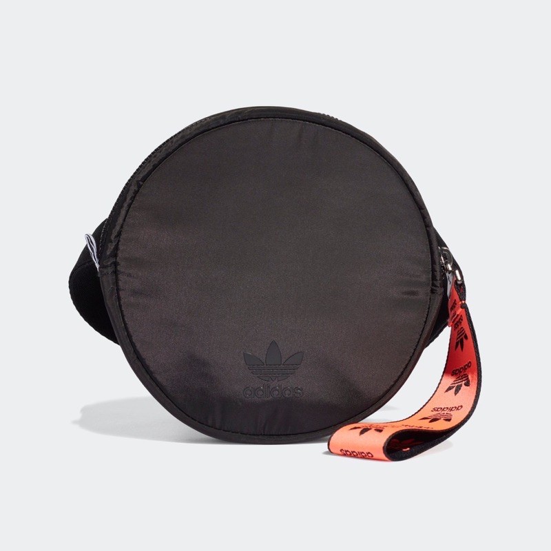 ADIDAS Original 三葉草 FL9617 橘色飄帶 黑色ROUND休閒圓腰包