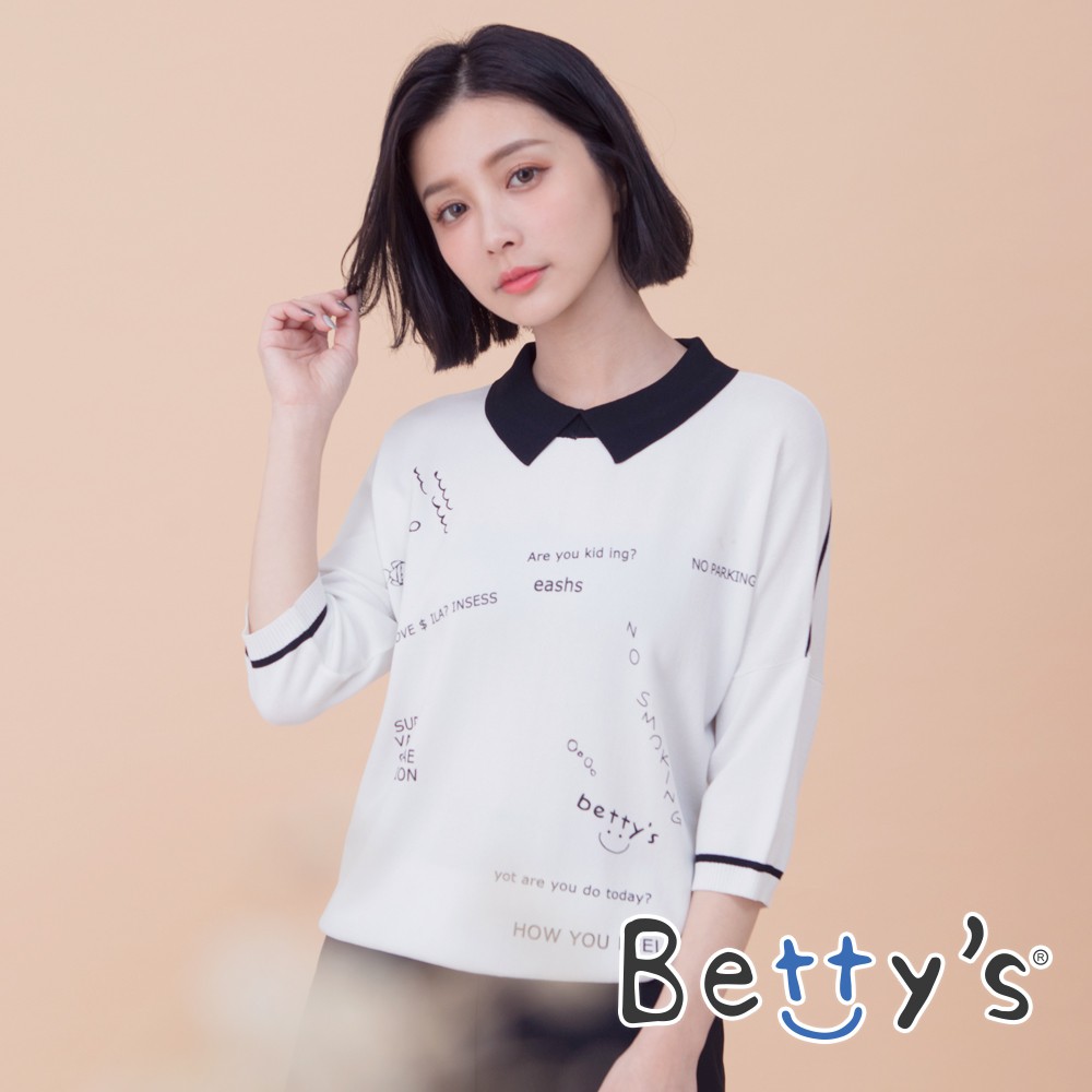 betty’s貝蒂思(01)英文印花針織線衫(白色)