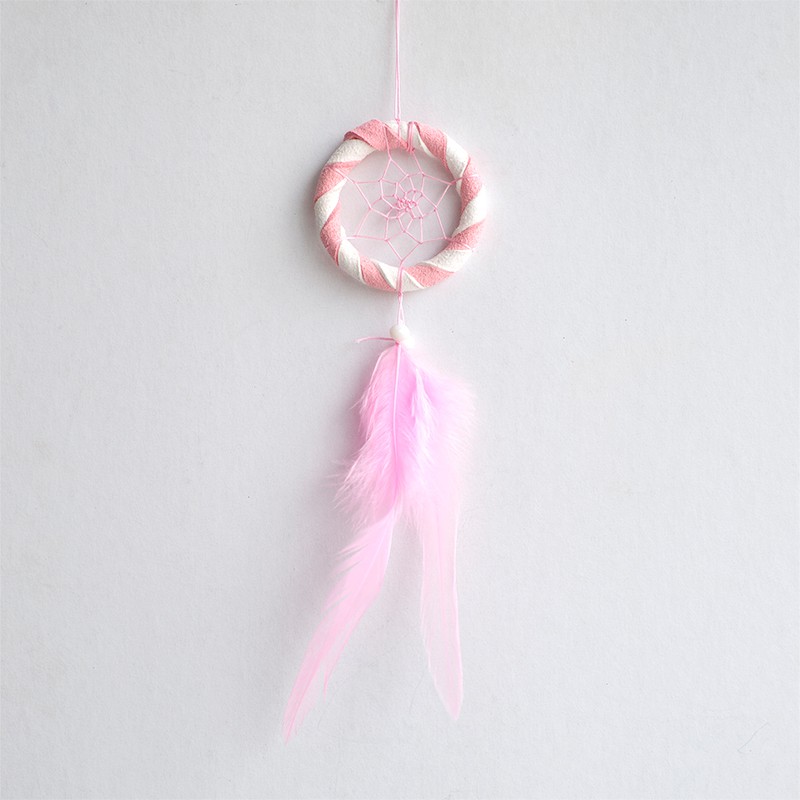 DIY材料包 - 迷你版捕夢網 ✿雙色-白+粉紅✿ 原創設計 - 可當汽車掛飾或包包吊飾
