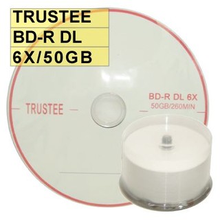【台灣製造、錸德A級】Trustee LOGO BD-R DL 6X 50G 藍光片/燒錄片/藍光光碟片 50片