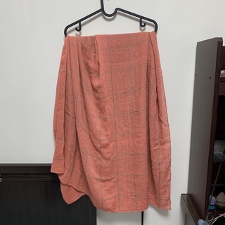 (全新)橘色格子圍巾 絲巾 披肩