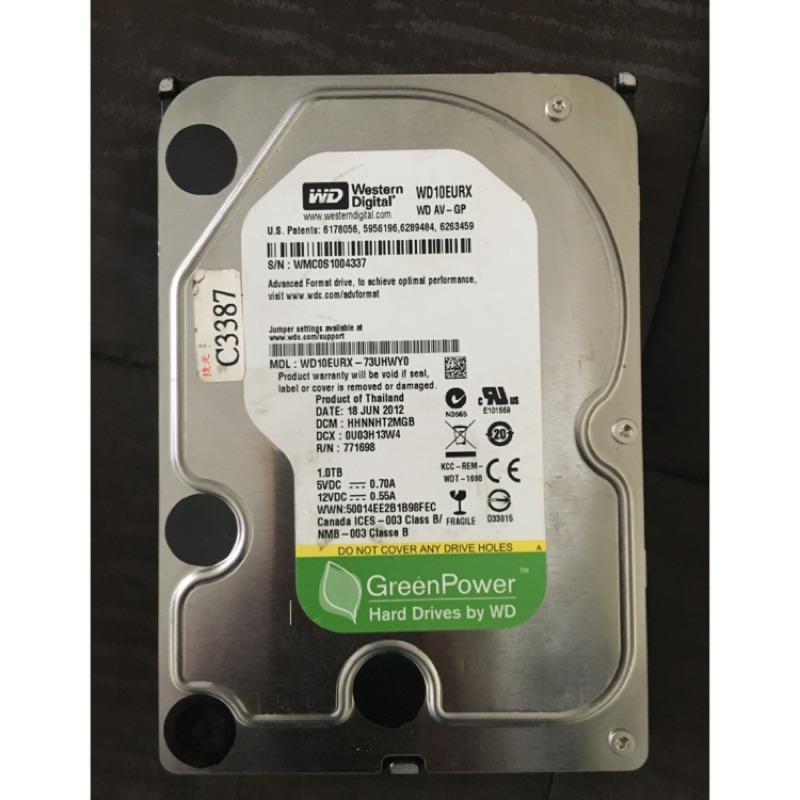 WD二手硬碟1TB，保證良品，特賣650元