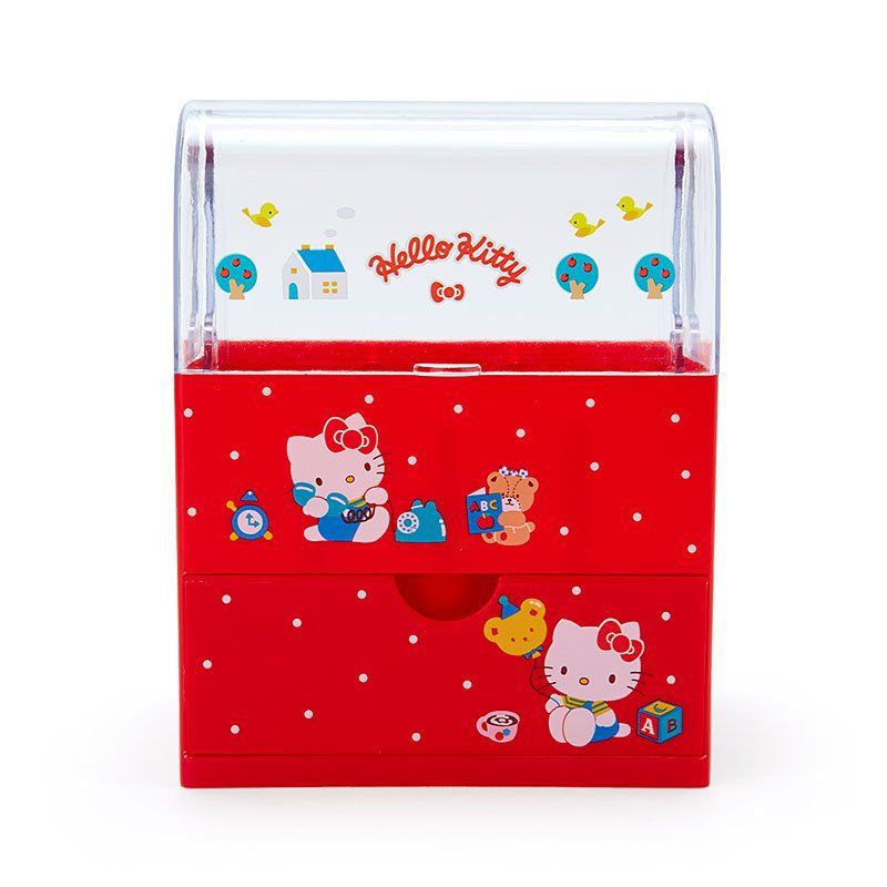 ~喵窩窩精品~日本製造全新正版Hello Kitty凱蒂貓 透明 抽屜 文具 收納盒 收納櫃 置物盒 上掀式 單格 一格
