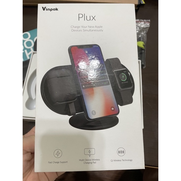 Vinpok Plux三合一無線充電座for iPhone Apple Watch&amp;AirPods黑色/二手保存狀況良好