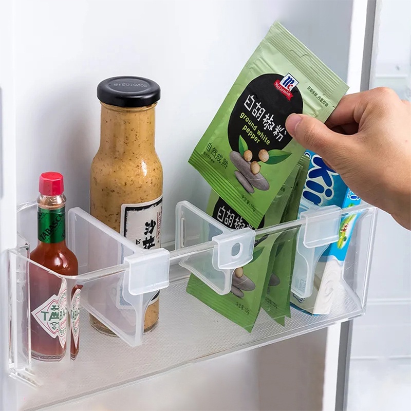 4 件裝冰箱儲物隔板可伸縮塑料隔板儲物夾板適用於廚房 DIY 瓶罐置物架