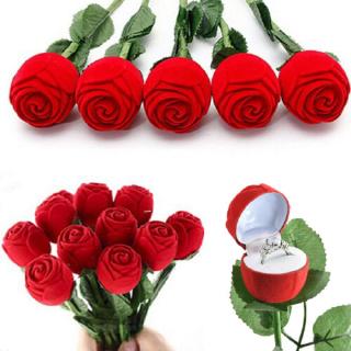 1 件裝紅玫瑰花首飾收納盒訂婚戒指展示櫃