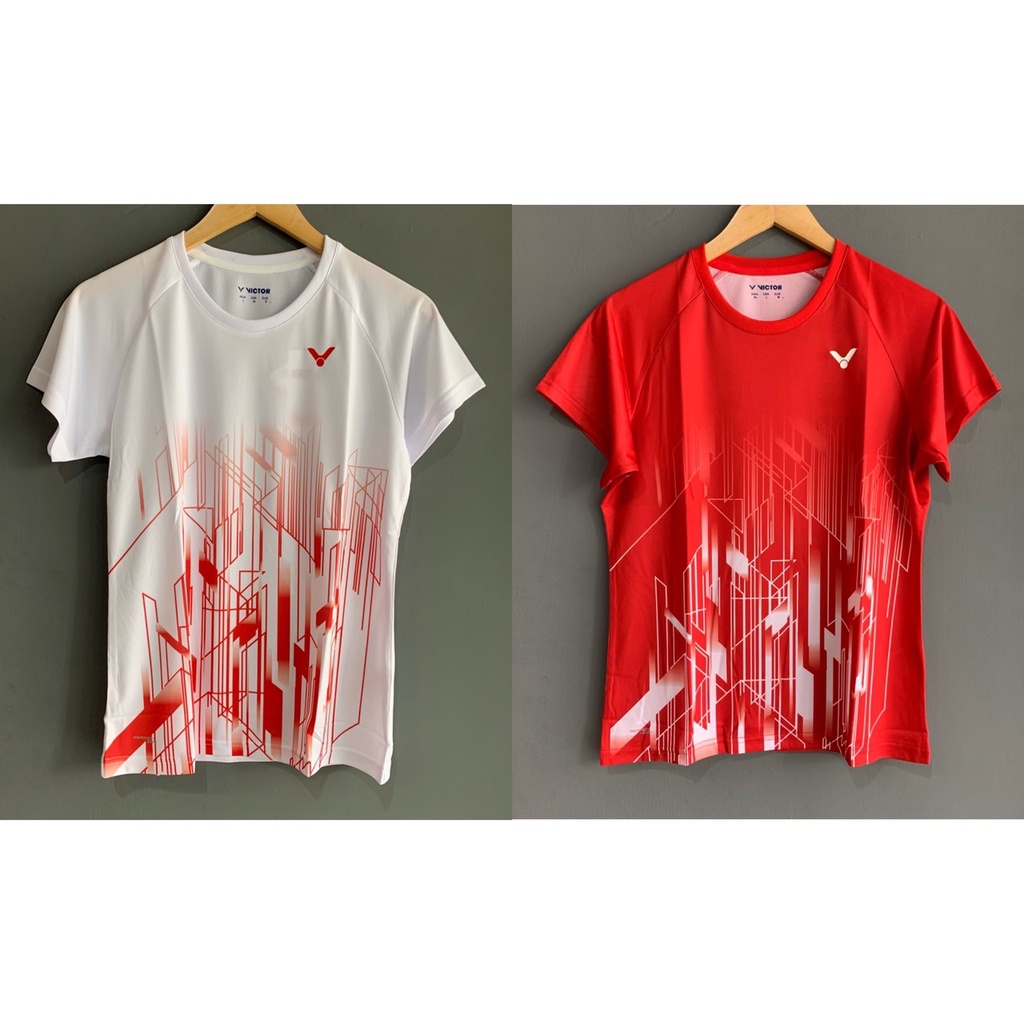 《奧神體育》✨特惠服飾 勝利 VICTOR 丹麥推廣服 女款 運動上衣 吸濕排汗 T恤 T-01002TD (白/紅)