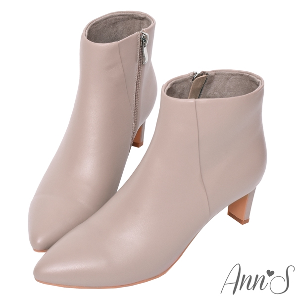 Ann’S這是主打款-小羊皮扁跟6公分尖頭短靴-紫灰