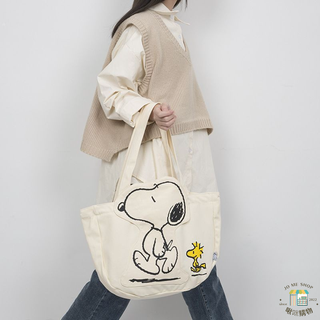 現貨當天出🐾官方✨️正版✨️Snoopy 史努比 卡通大容量 帆布袋 包包 女 ins 單肩包 (領券免運) 10%回饋