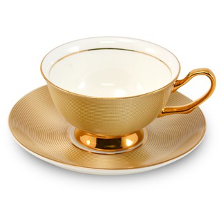 【堯峰陶瓷】精選咖啡杯 皇室的最愛 骨瓷咖啡杯碟組 香檳金 1杯1碟/2杯2碟