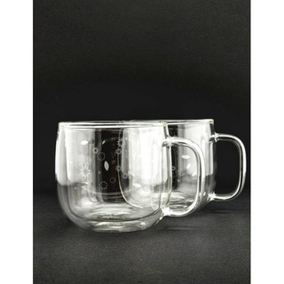 【錢滾滾】仙德曼雙層玻璃咖啡杯2入350ML雪花款/玻璃杯/花茶杯/隔熱杯/造型杯/輕巧杯/對杯