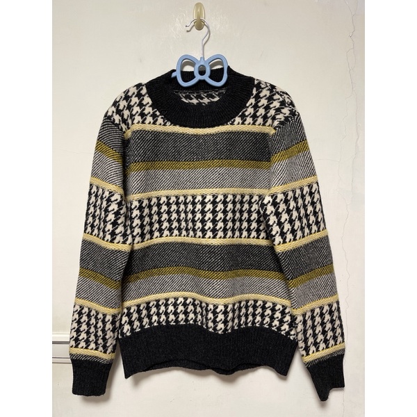 韓國千鳥格格紋針織毛料毛衣