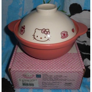 正版﹝Sanrio﹞授權 ※※Hello Kitty凱蒂貓※※【白色蓋子造型】高耐熱陶瓷鍋