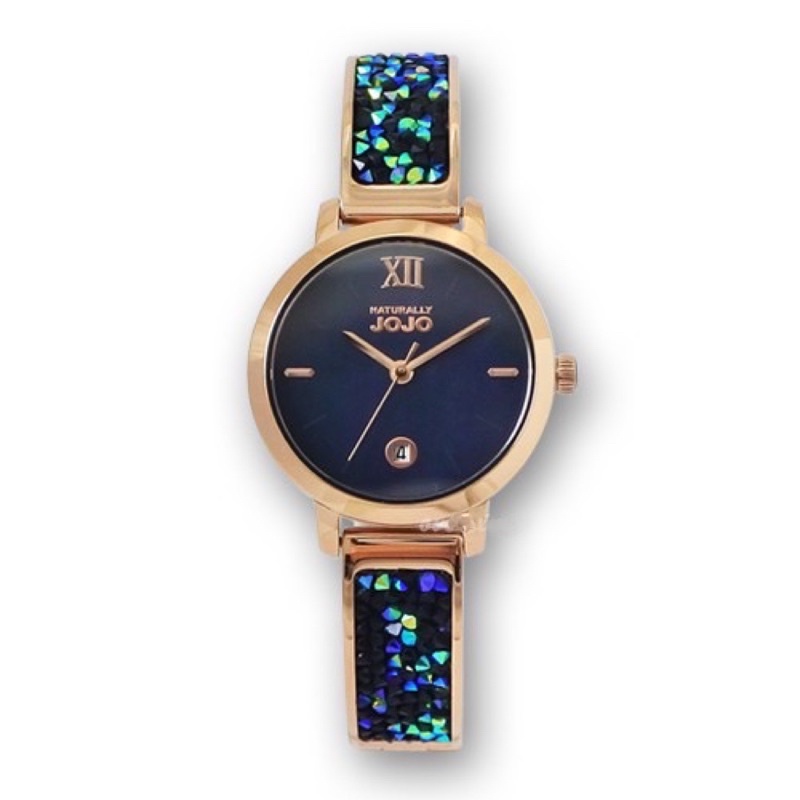 NATURALLY JOJO (JO96942-55R) 時尚典雅精鑽腕錶 / 藍貝殼面彩鑽板帶