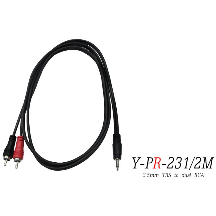 【六絃樂器】全新 Stander Y-PR-231 Y型訊號線* 2米 / 3.5mm 立體 to 2xRCA 單音