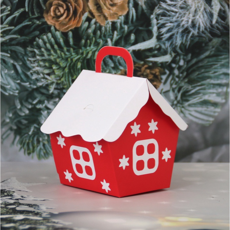 ◎3入◎新款聖誕紅色小房子糖盒糖果盒/節日伴手禮子喜糖包裝紙盒