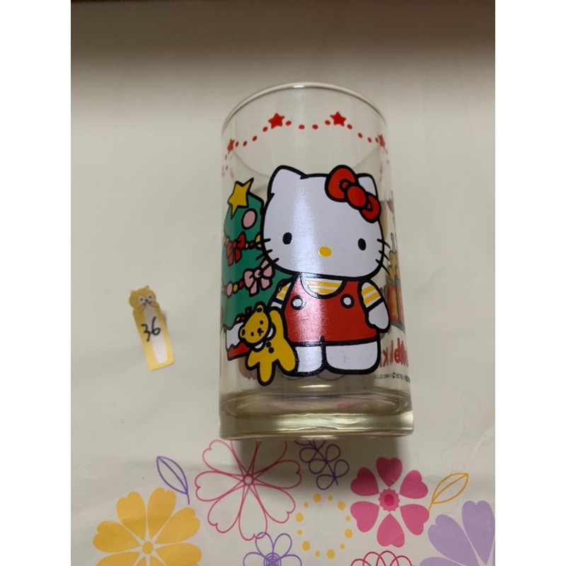 日本帶回三麗鷗授權正品哈囉凱蒂貓hello kitty Sanrio 收藏杯 復古 二手 小熊 早期 玻璃杯 水杯 聖誕