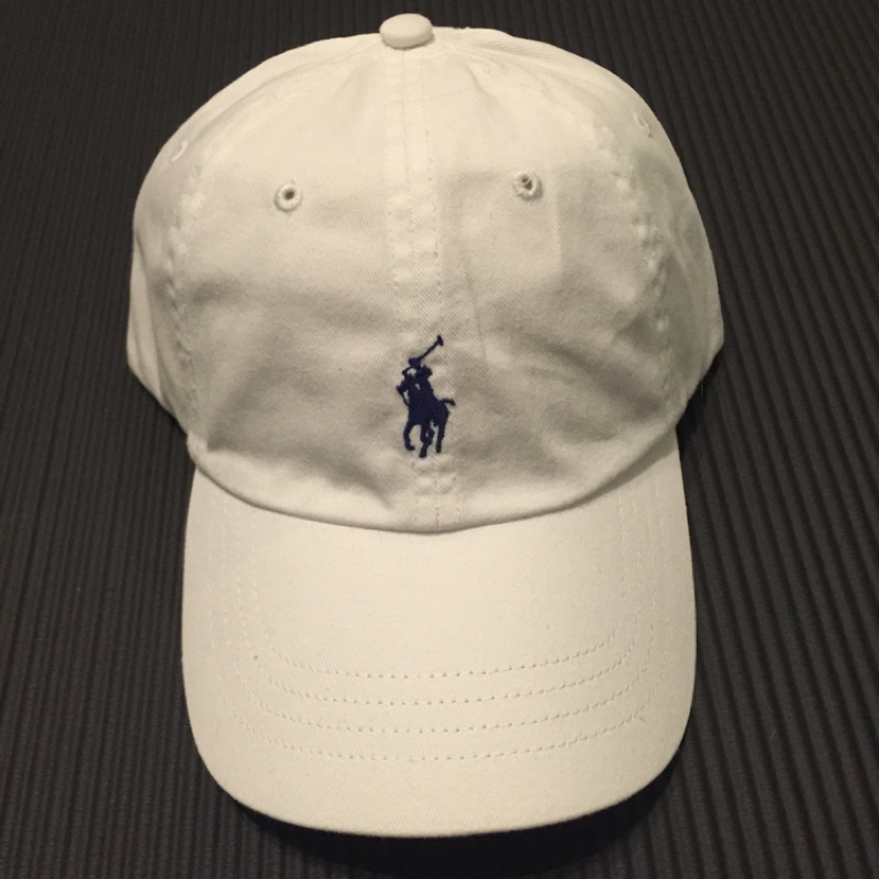 全新正品Polo Ralph Lauren Cap 復古老帽 白色x藍馬