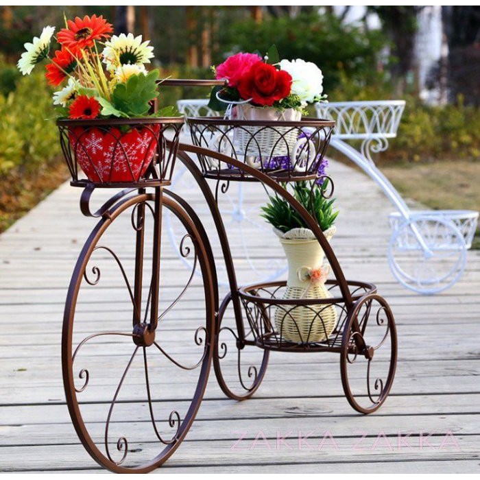 (永美小舖)  自行車花架 咖啡色 腳踏車花架 三輪車花架 歐式鄉村 花架