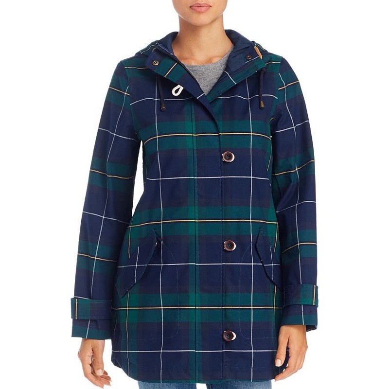 Miolla 英國品牌 Joules 英倫綠格紋色防水防風透氣風衣外套（中長款）