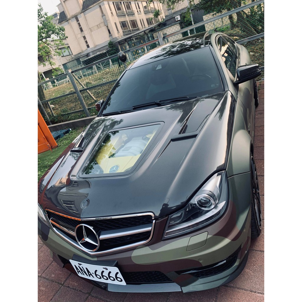 W204 C63 碳纖維引擎蓋 透明引擎蓋 08-11年 小改款 雙門專用 中間簍空 導風散熱 正卡夢引擎蓋 輕量化