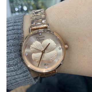 Alexandre Christie 新品 AC手錶 女錶 Gold 玫瑰金花造型 不銹鋼鍊 2854LHBRGLN