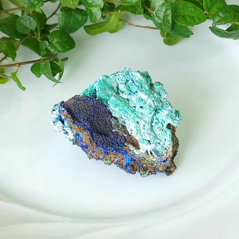110水晶花園-礦晶-安徽 藍銅礦 矽孔雀石