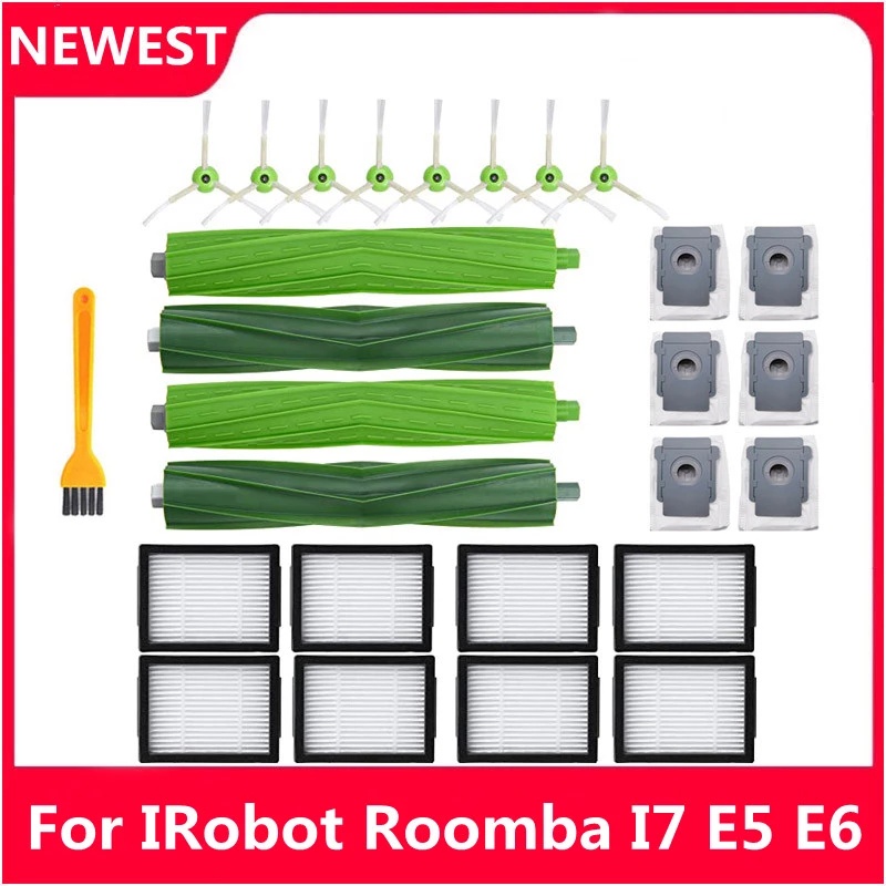 適用於 iRobot Roomba i7 E5 E6 I 系列機器人吸塵器備件 Hepa 過濾器邊刷刷輥集塵袋更換