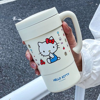 送勺子吸管 HelloKitty保溫杯 可愛杯子 便攜隨手杯 不鏽鋼水杯 馬克杯咖啡杯牛奶杯早餐杯吸管杯保冷杯