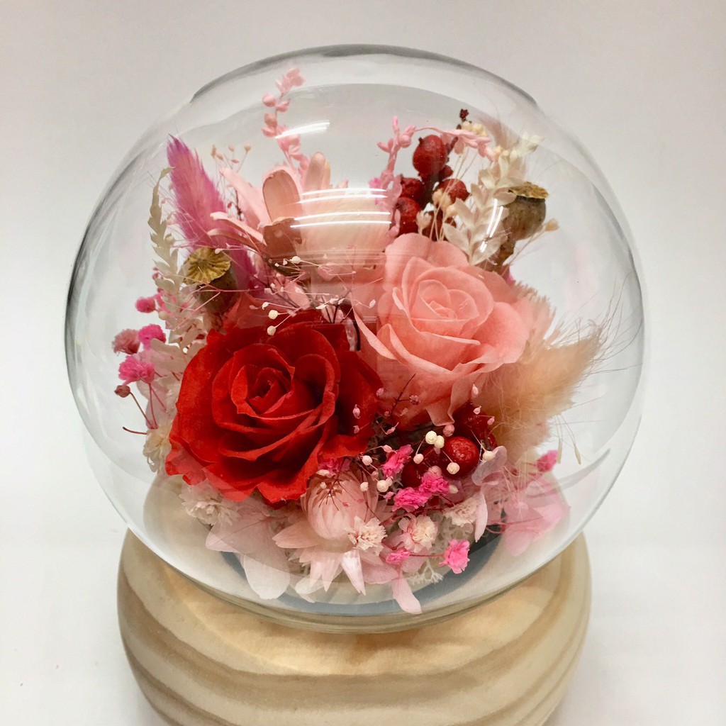 永生花 永生花 乾燥花 玻璃球音樂盒 蝦皮購物