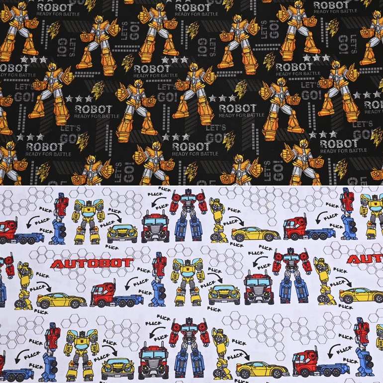 【棉布】 變形金剛 柯博文 機器人 汽車 大黃蜂 電影卡通 棉布 薄棉 卡通布 口罩布 布料