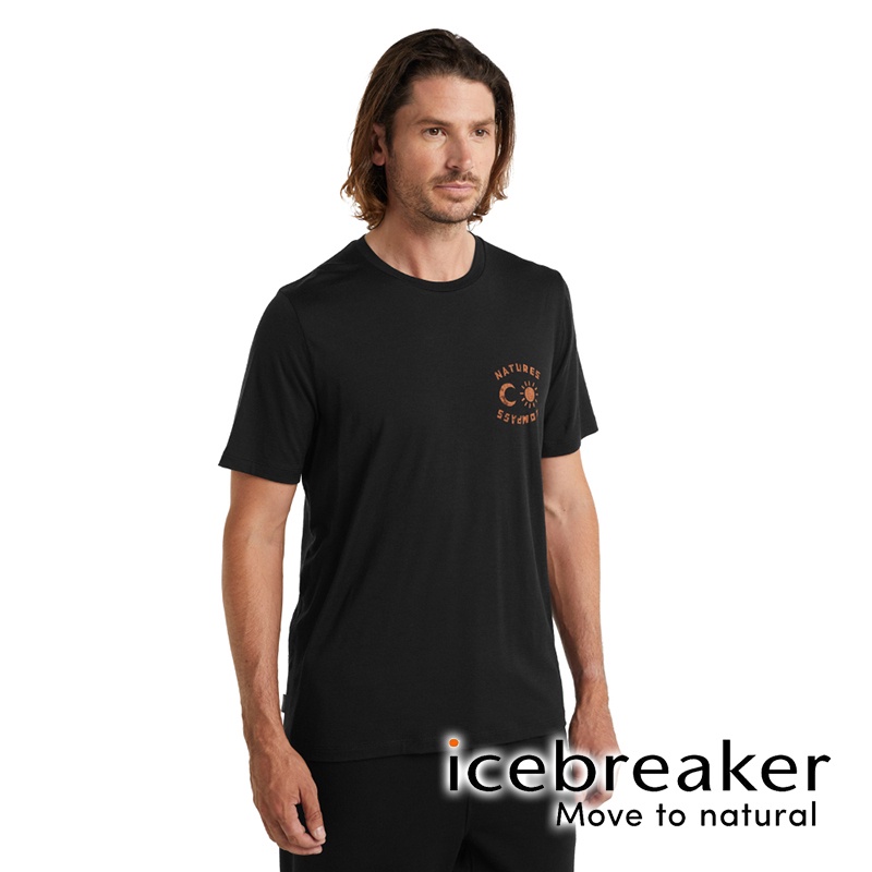 【icebreaker】Tech Lite II 男 羊毛圓領短袖上衣『黑』0A59J8
