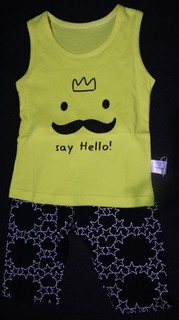 韓版 翹鬍子國王 say hello 舒適透氣 無袖短褲 套裝 舒適透氣 2-3歲小孩 嬰幼兒