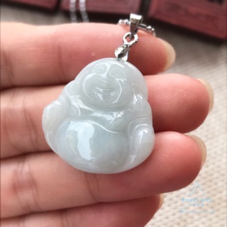 💗天然緬甸玉A貨 糯冰 福氣招財彌勒佛 項鍊💗