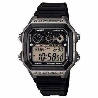 【聊聊私訊甜甜價】【CASIO】 10年電力數位腕錶-銀框 (AE-1300WH-8A)